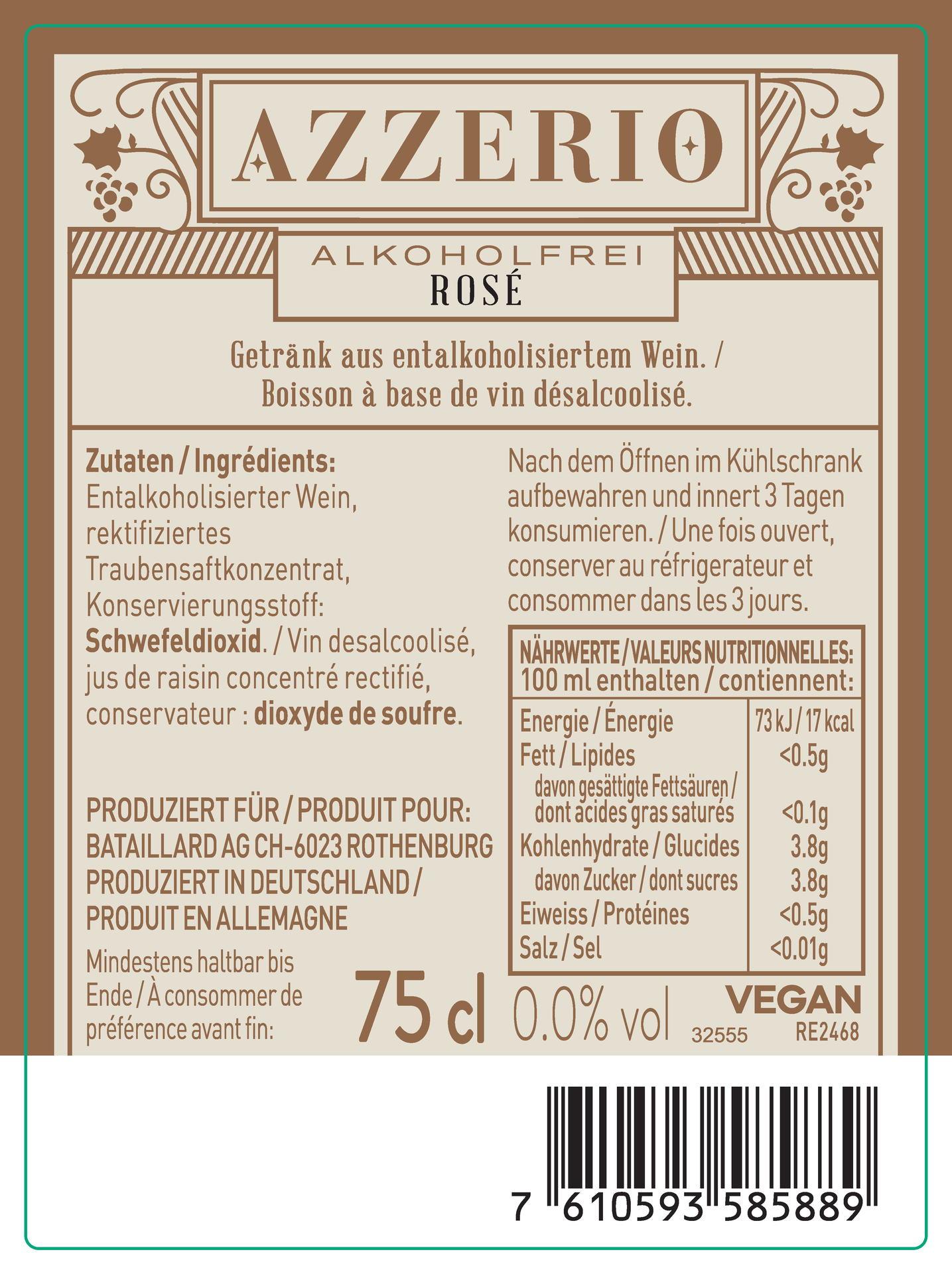 Still Rosé 0.0% – Vegan Rückenetikett